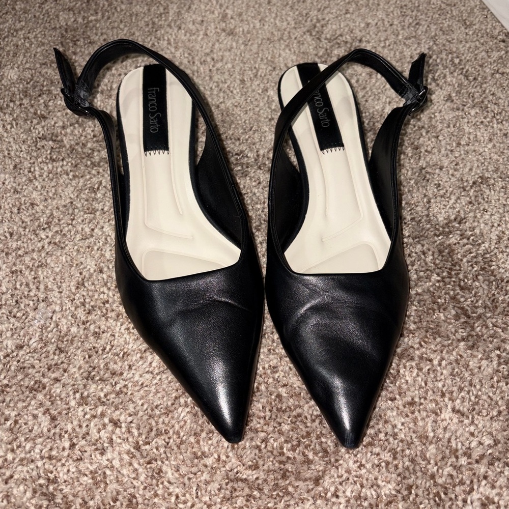 Franco Sarto Black Pointed Slingback Heels